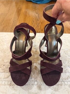 Stuart Weitzman Burgundy Suede Strappy High Heels